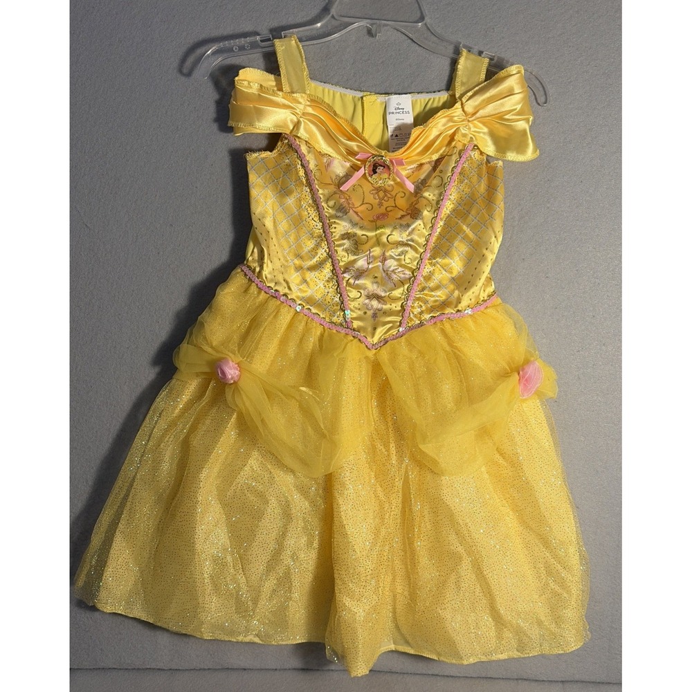Disney Yellow Princess Belle-Style Costume Dress EUC Size 7-8